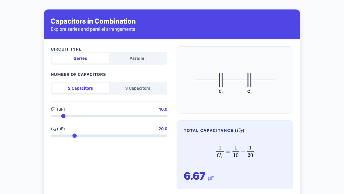 Capacitance Equations interactive preview
