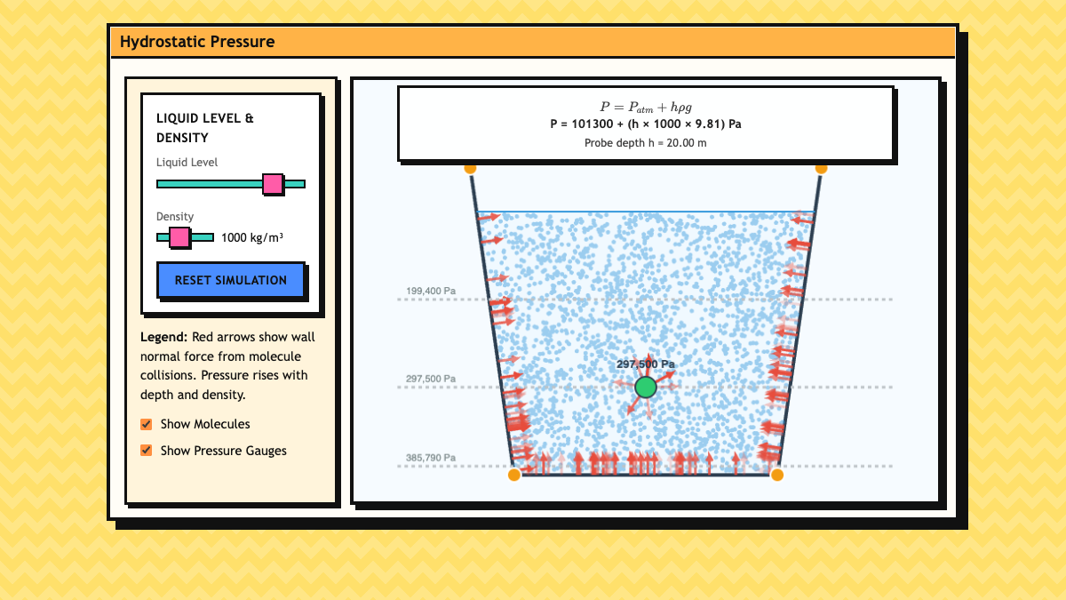 Hydrostatic Pressure and Shape of Container interactive preview