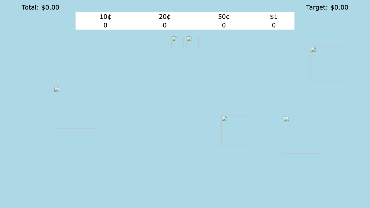 Javascript Game to Learn How to Count Money interactive preview
