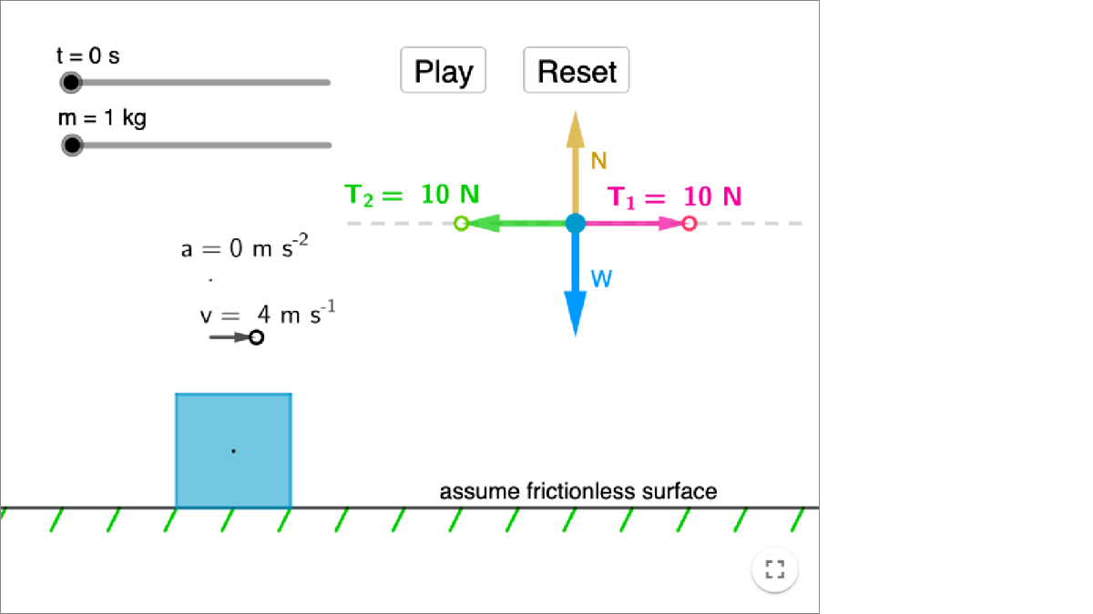 Newton's 2nd Law Applet interactive preview