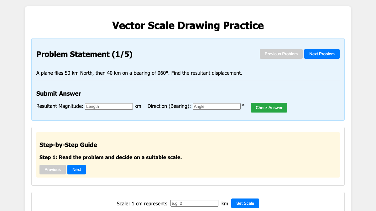 Scale Drawing Practice for Vector Addition interactive preview