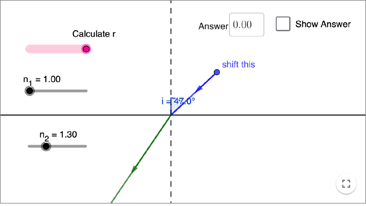 Snell's Law Self-Assessment interactive preview