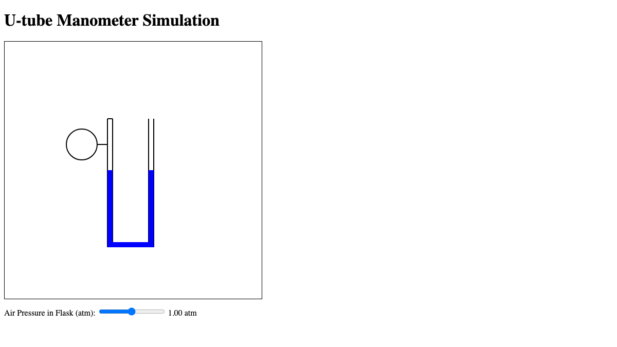 U-tube Manometer - a ChatGPT-Generated Simulation interactive preview